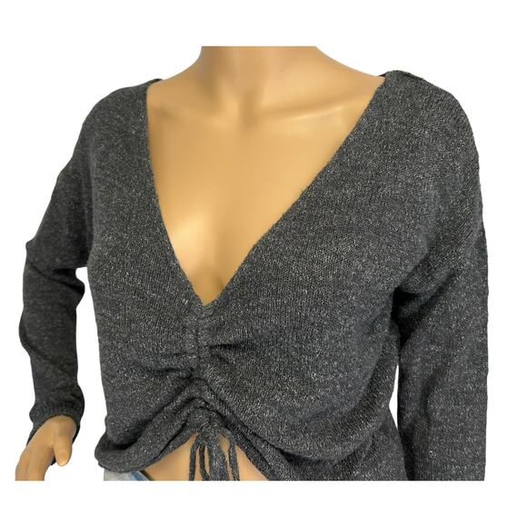 Roxy Rolling Hills Cinched Crop Sweater Gray Size S - Picture 8 of 12